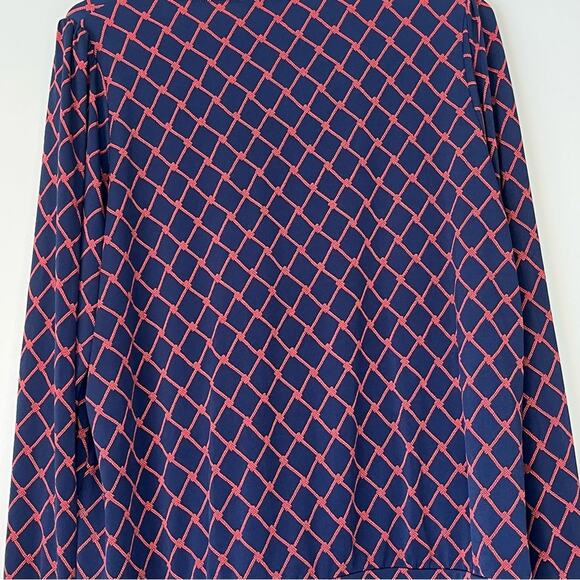 Banana Republic Navy / Red Patterned Long Sleeve V-Neck Blouse Size Large - Picture 7 of 10